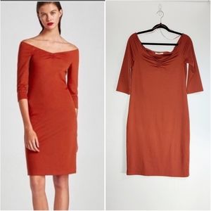 COPY - Zara Off The Shoulder 3/4 Sleeve Burnt Orange Knee Length Dress